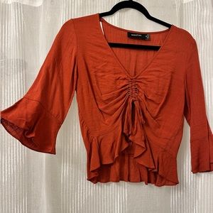 MINKPINK Burnt Orange Cropped Blouse